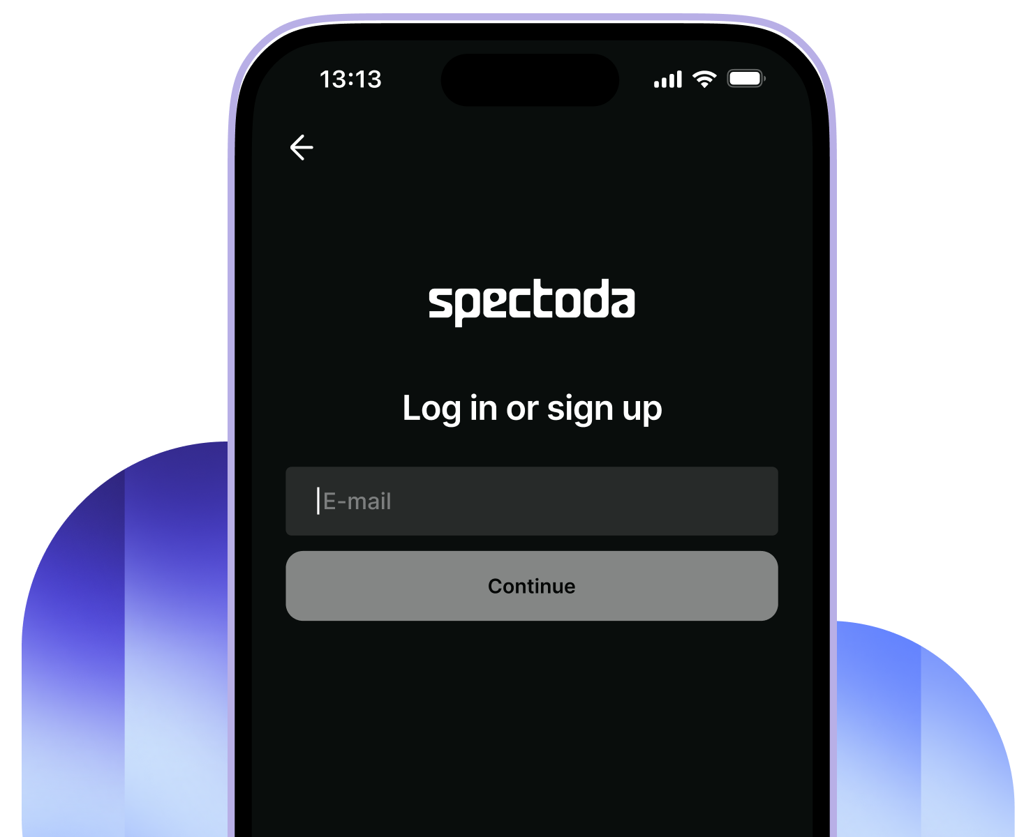 Spectoda App login screen on mobile phone